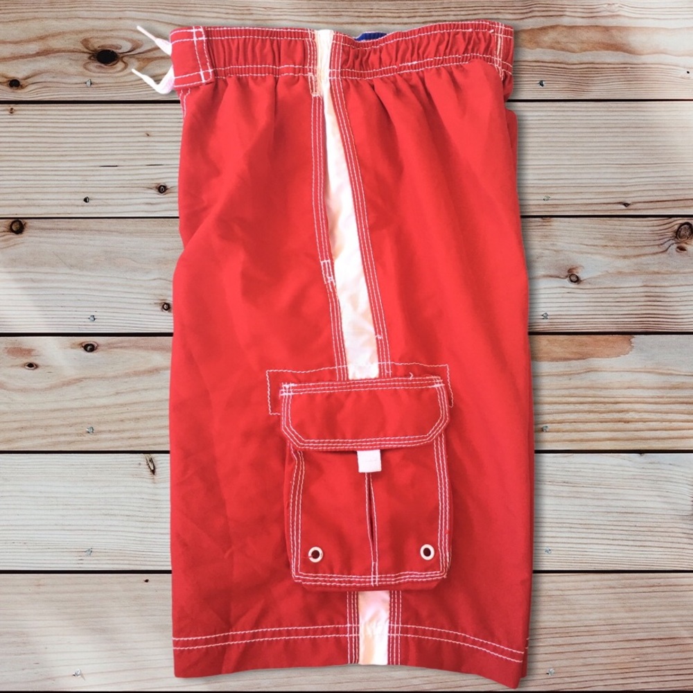 SAND N SUN Red And White Swim Trunks